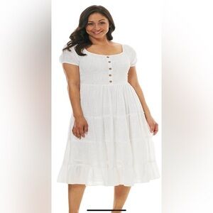 Ellen Weaver Lined 100% Cotton White Dress